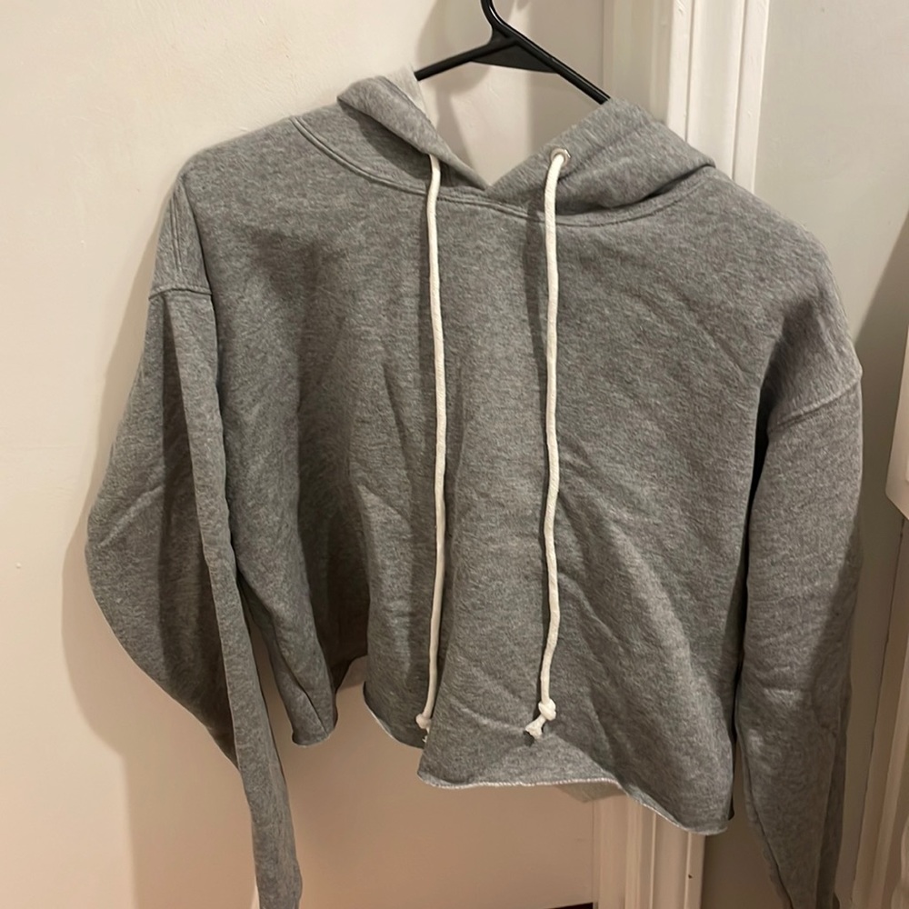 Wild Fable gray cropped hoodie; size small